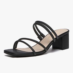 NIB Athlefit Black Strappy Women's Heels, Size 8.5